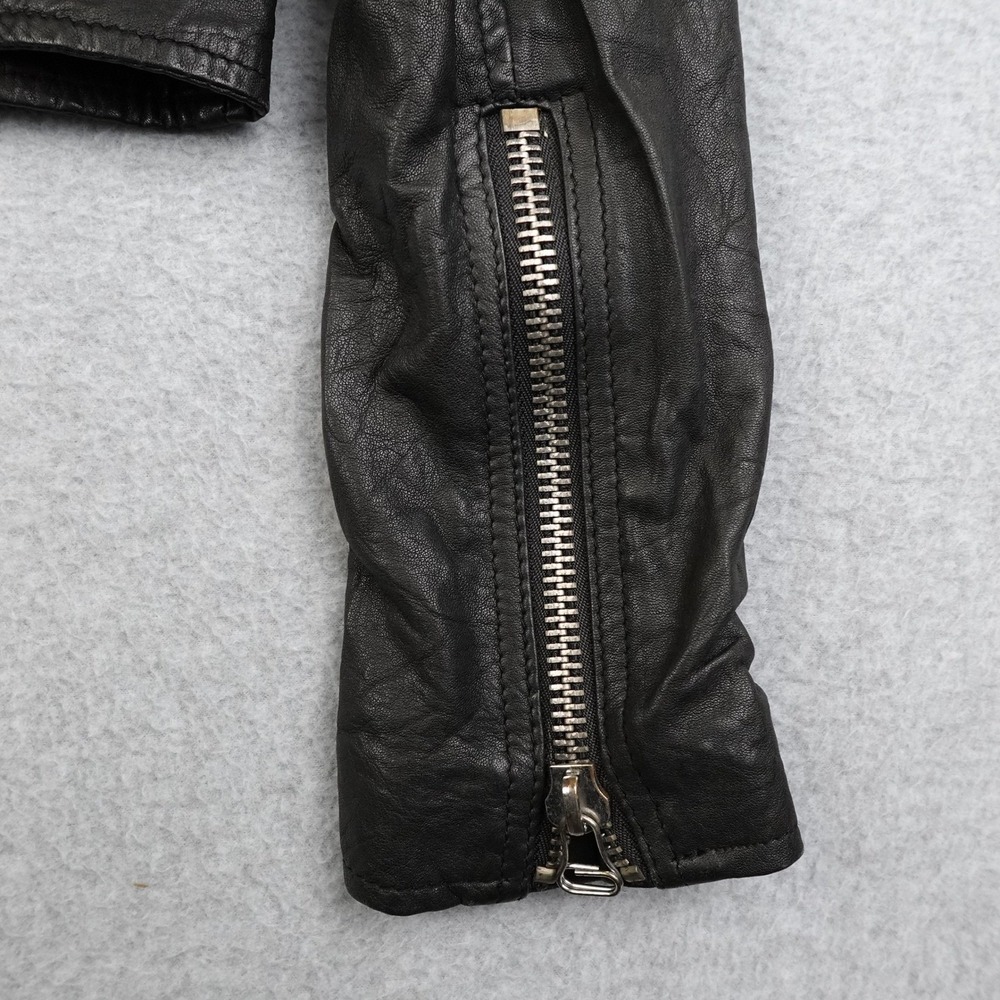 JOES Sheep Leather Jacket Black Biker Moto Zippered Women's Small Cropped Punk - Picture 11 of 16